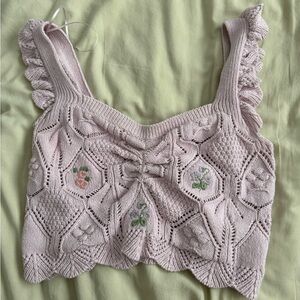 Zara knit top with ruffled shoulders